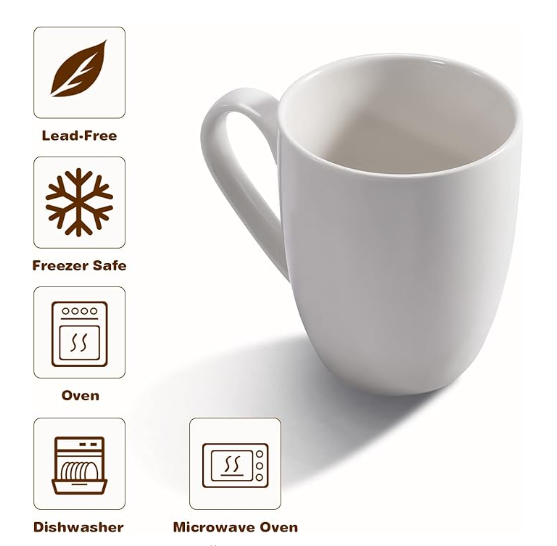 Coffee Mug with Handle Tea Cup Novelty Coffee Cup for Men Women Office Work, White