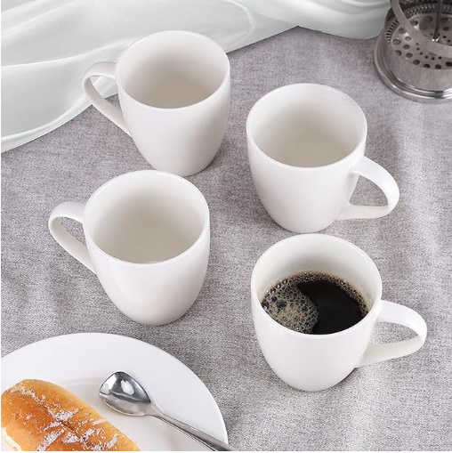 White Coffee Mugs Set of 4, 16 Ounce Coffee Mugs with Handles