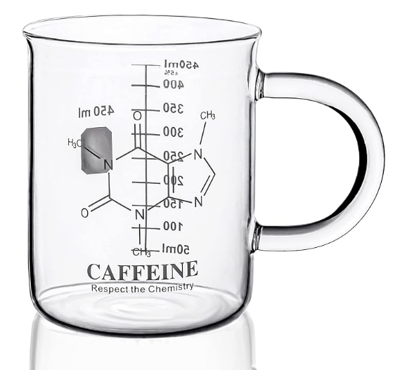 Caffeine Beaker Mug,Caffeine mug, Chemistry Mug 16 oz Borosilicate Glass Coffee Mugs,Coffee Mugs,Measuring for Coffee, Graduated Beaker Mug (450ml)