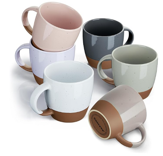 Color Ceramic Coffee Mugs Set of 6 (Large),18 oz Coffee Cups with Handle