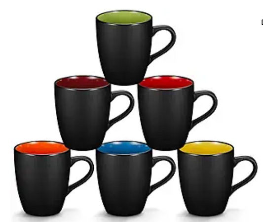 6 Pack Porcelain Coffee Mugs Set