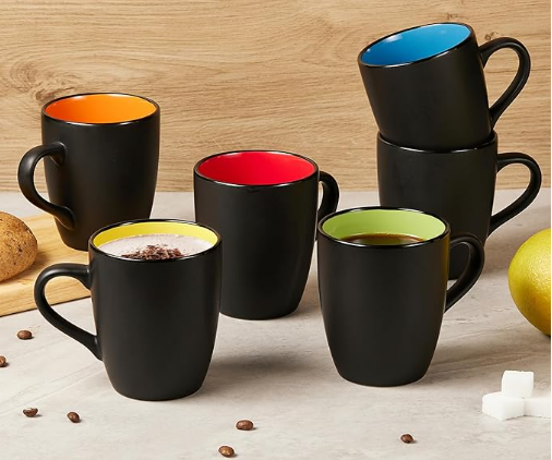 6 Pack Porcelain Coffee Mugs Set