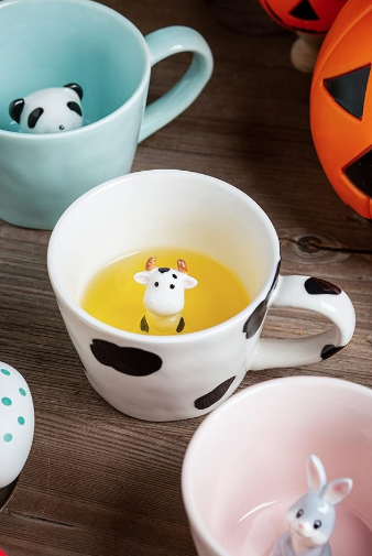 Cow Ceramic Cup Hidden 3D Animal Inside Mug